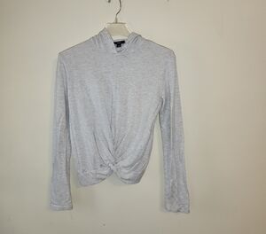 DREW Light Gray Twist-Front Hoodie